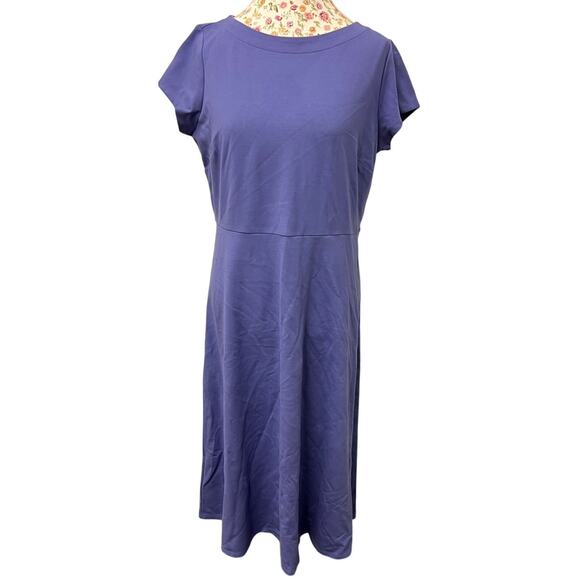 💜 J. Jill Wearever Soft Purple Casual Midi Dress Short Sleeve M - Picture 1 of 4